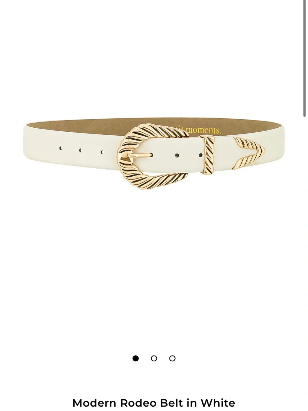 White Women's Belt with Gold Twisted Buckle